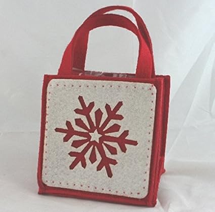 Borsina In Feltro Rosso Portavaso Deco Fiocchi Di Neve