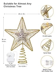 Christmas Tree Topper Star Lighted with Built-in