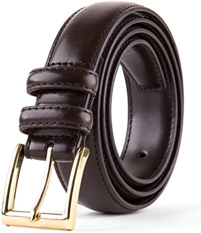 Men's Classic Dress Belt Genuine Leather Men Belt Brown Belt With Gold Buckle 38