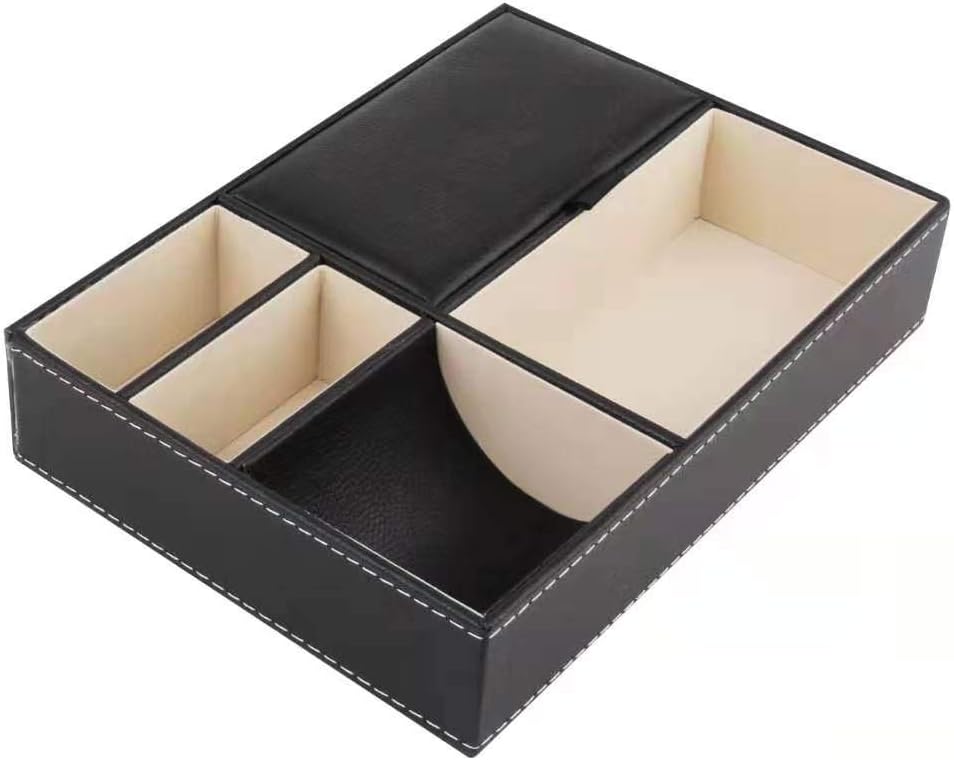 Sunglasses Keys Baoyun Valet Tray Coins Leather Mens Night Stand Organizer With 5 Compartment For Wallet Phone Jewelry 12 3 Jewelry Trays