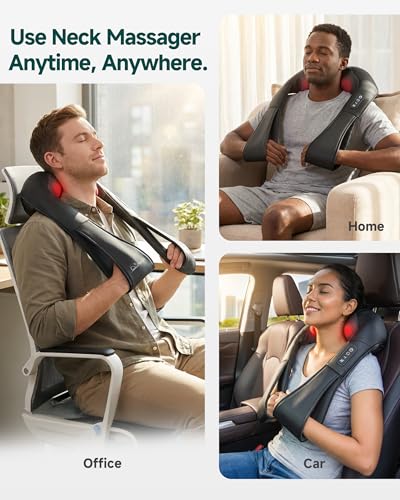 Shiatsu Neck Massager Kneading Shoulder Massage Pillow with Heat for Car Home Office Use SL632 Snailax (Black)