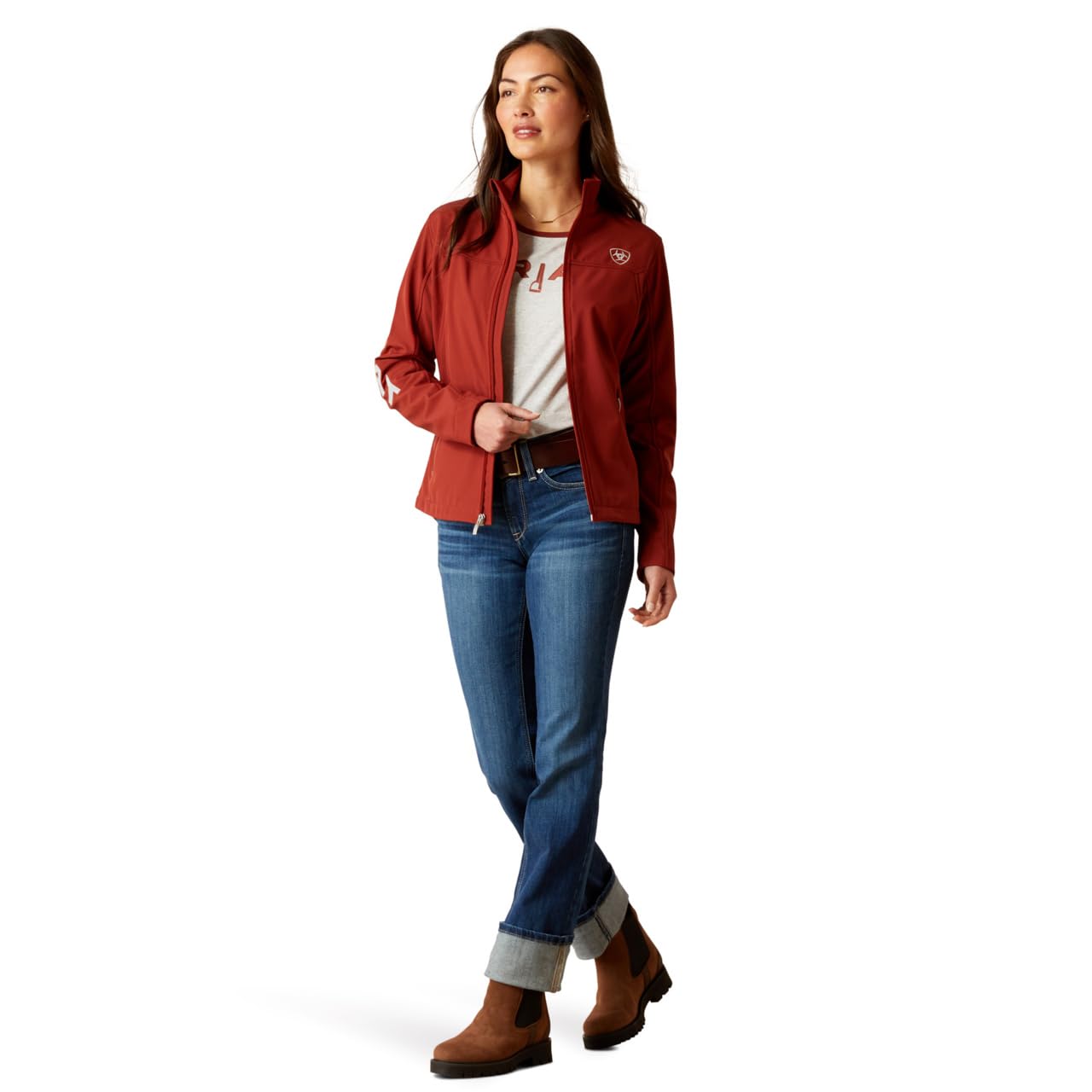 ARIAT Women’s New Team Softshell Jacket – Fired Brick, Large