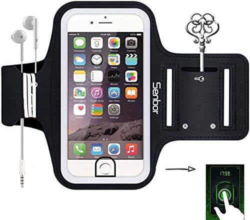 Senbor Sports Armband, Sweatproof Running Exercise Gym Fitness Cellphone Sportband bag with [ Fingerprint Touch ][ Key Holder ][ Card Slot ] for iPhone 7 Plus 6 6s Plus Samsung Galaxy S8 S7 Edge