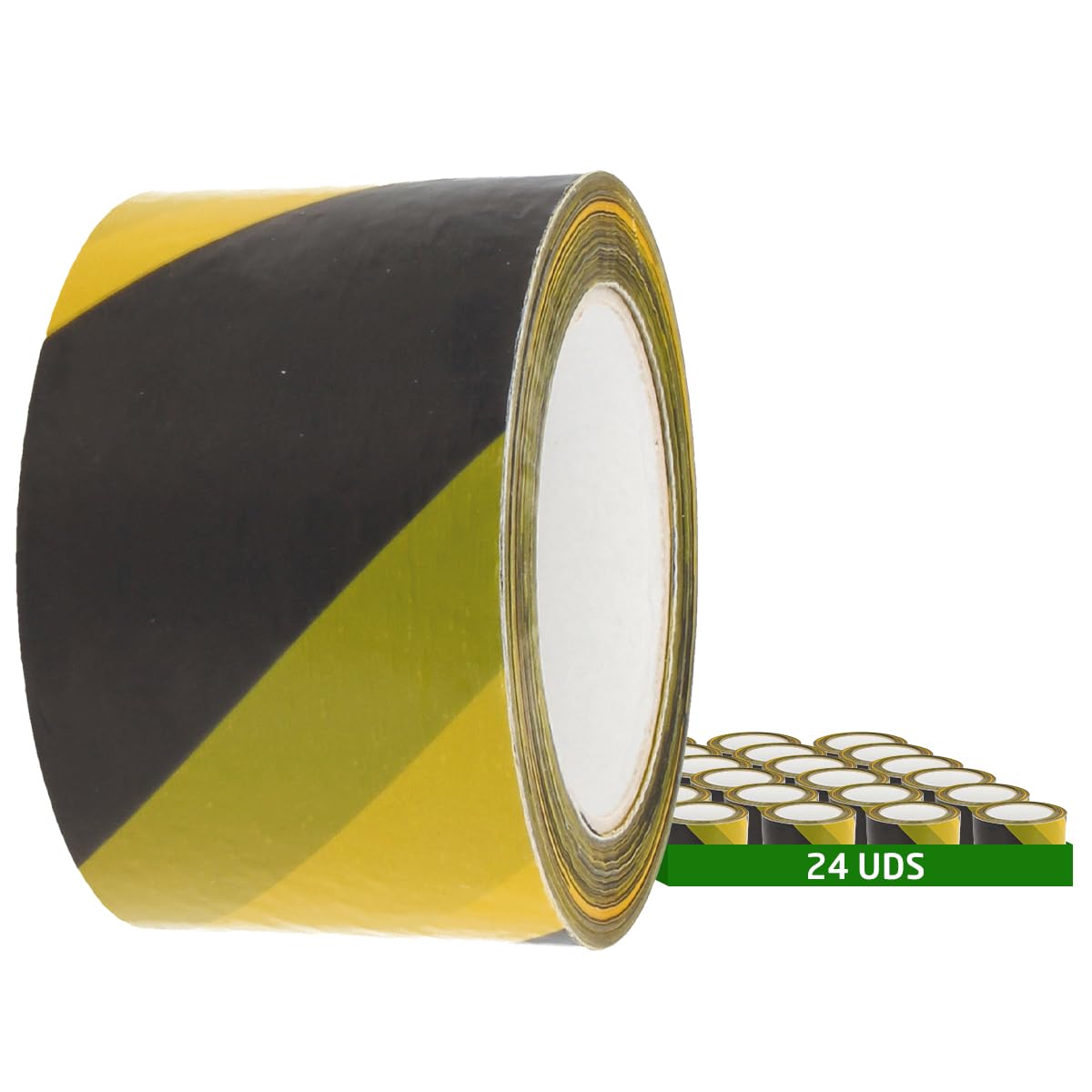 Amig - Pack of 24 marking tapes | 200 m long x 70 mm wide | Yellow and Black | Made of Low-Density Polyethylene (LDPE) | Marking tape for delimiting safety zones