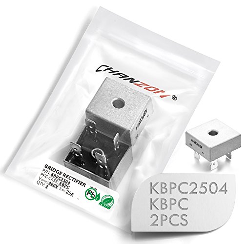 (Pack of 2 Pieces) Chanzon KBPC2504 Bridge Rectifier Diode 25A 400V KBPC Single Phase, Full Wave 25 Amp 400 Volt Electronic Silicon Diodes