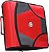 Case-it King Sized Zip Tab School Zipper Binder | 4-Inch D-Rings, 800 Sheet Capacity, 5-Subject Expanding File Folder, Multiple Pockets & Storage Organizer, Shoulder Strap | D-186 Red