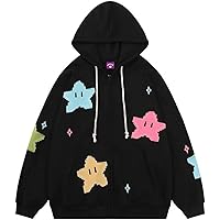 Lafaguw Cute Hoodie Women Men,Star Graphic Zip Up Hoodies Oversize