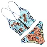 MOOSKINI Padded Printed Bikini Zipper Top Zebra Patten Bottom Bikini Bathing Suit