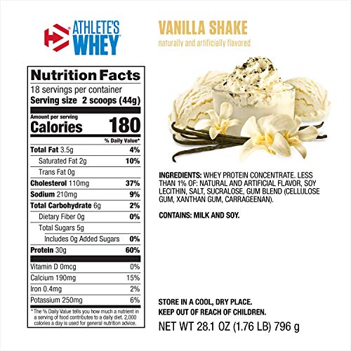 Dymatize Athlete's Whey Protein Powder, 30g of Protein, 6.6g BCAAs