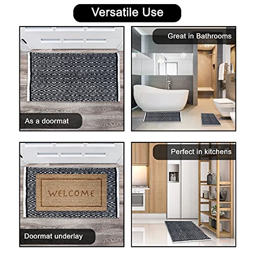 Chardin home 100 Cotton Diamond Rug Fully Reversible Mat Size 21