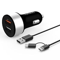 Chargeur Allume-cigare MicroUSB Pour ASUS Zenfone Go - Avec Témoin Lumineux - Noir, Neuf