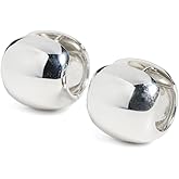 Annika Inez Women's Large Cigar Band Hoops, Silver, One Size