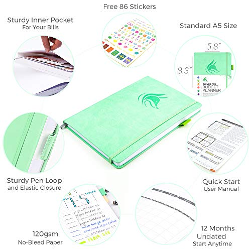 Clever Fox Budget Planner - Expense Tracker Notebook. Monthly Budgeting Journal, Finance Planner & Accounts Book to Take Control of Your Money. Undated - Start Anytime. A5 Size Mint Green Hardcover