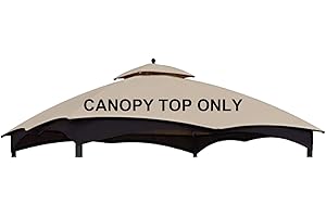 CoastShade Patio 10X12 Replacement Canopy Roof for Lowe's Allen Roth 10X12 Gazebo Backyard Double Top Gazebo #GF-12S004B-1（Beige）