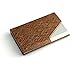 Partstock(TM) Cross Pattern PU Leather and Stainless Steel Business Name Card Holder Wallet Leather Credit Card ID Case/Holder 25 Name Cards Case with Magnetic Shut.(Cinnamon)