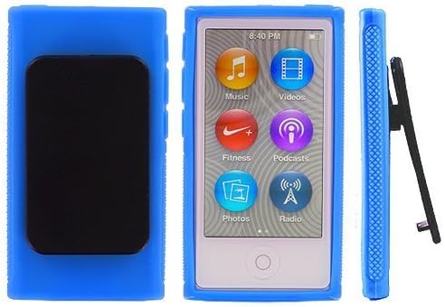 ANiceSeller(TM) Color TPU Rubber Skin Case Cover with Belt Clip for iPod Nano 7th Gen 7 7G(Blue)