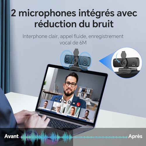N newline 4K Webcam for PC with 2 Mic and Sony Sensor, New Upgraded Autofocus, 30fps, Light Correction, with Privacy Shutter, USB Full HD Webcam for Streaming Laptop Mac Skype