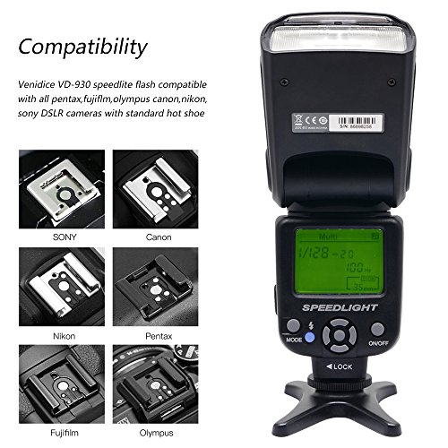 Venidice VD-930 Manual Professional Universal speedlite for Canon Nikon Panasonic Olympus Fujifilm Pentax and Other DSLR Digital SLR Film Cameras With Standard Hot Shoe … - Thumbnail 4