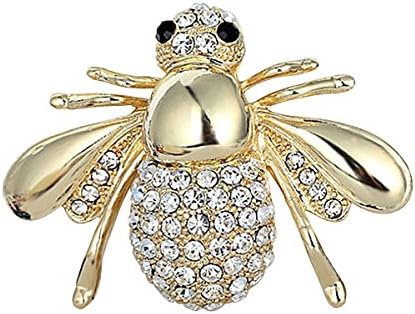 KINGSEVEN Womens Lovely Alloy Rhinestone Bee Brooch Pin Jewelry, Gold & Silver, Free GIFT BOX