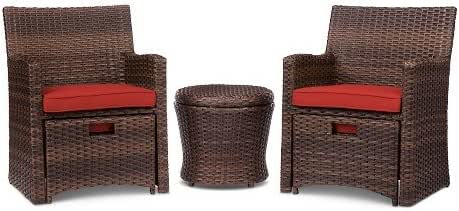 Amazon Com Halsted 5 Piece Wicker Small Space Patio Furniture Set Red Garden Outdoor