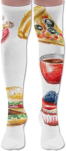 Women's Over Knee High Socks Cola Chicken Wings Burger Extra Long Athletic Sport Tube Stockings