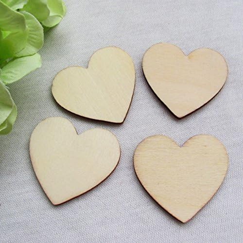 SL crafts Laser Cut Wooden Hearts Blank Wood Heart pcs for Wooden Wedding Heart Drop Box or Wedding Table Decoration (unpainted wooden heart)