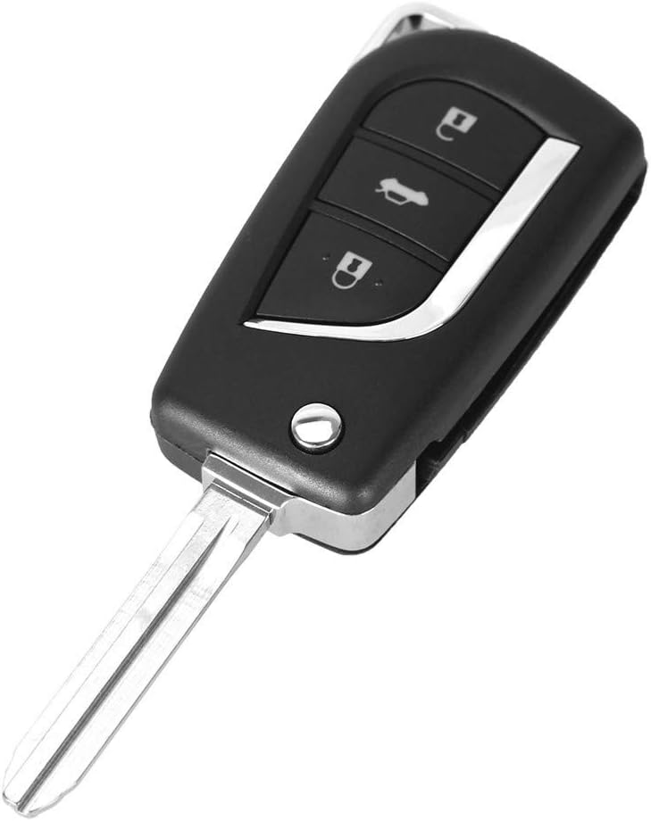 DGCLJY Replacement Folding Flip Remote Car Key Shell 3 Buttons，for Toyota Corolla RAV4 EX