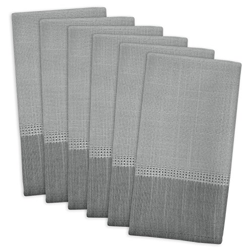 UPC 738215334374, DII 100% Polyester, Machine Washable, Tonal Bordered Fabric Napkins, 17 X 17&quot;, Gray, Set of 6