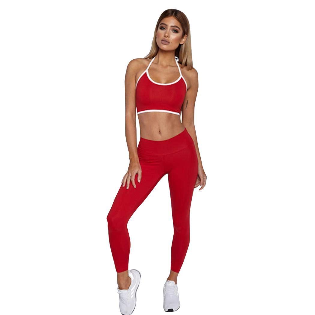 miuike women casual solid halter backless tracksuits top pants sports suit trouser suits