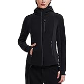 Mudere Women's Softshell Jacket with Hood Fleece Lined Warm Lightweight Windbreaker Waterproof Coat for Outdoor Hiking