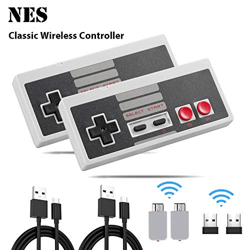 NES Classic Controller 2 pack,NES Rechargeable Wireless Gamepad for Nintendo Mini NES Classic Edition, Wireless Joypad & Gamepads Controller (2 Pack)