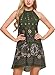 Bluetime Women's Casual Sleeveless Halter Neck Boho Print Short Dress Sundress (L, Army Green)