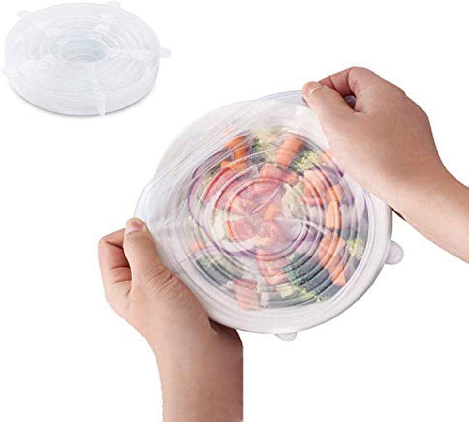 Silicone Stretch Lids,6 Pack of Various Sizes,Flexible Food Saving Lids,Fresh Reusable and