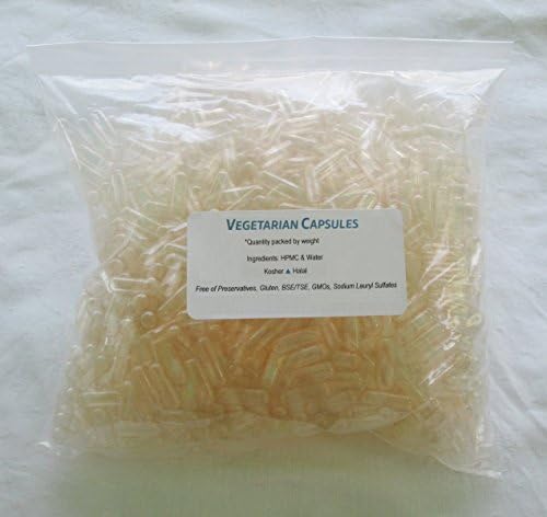 1000 Bulk Wholesale Empty Pure Vegetarian Capsules Size "0" Kosher/Halal, Hypoallergenic, Vegan, GMO Free, Preservative Free