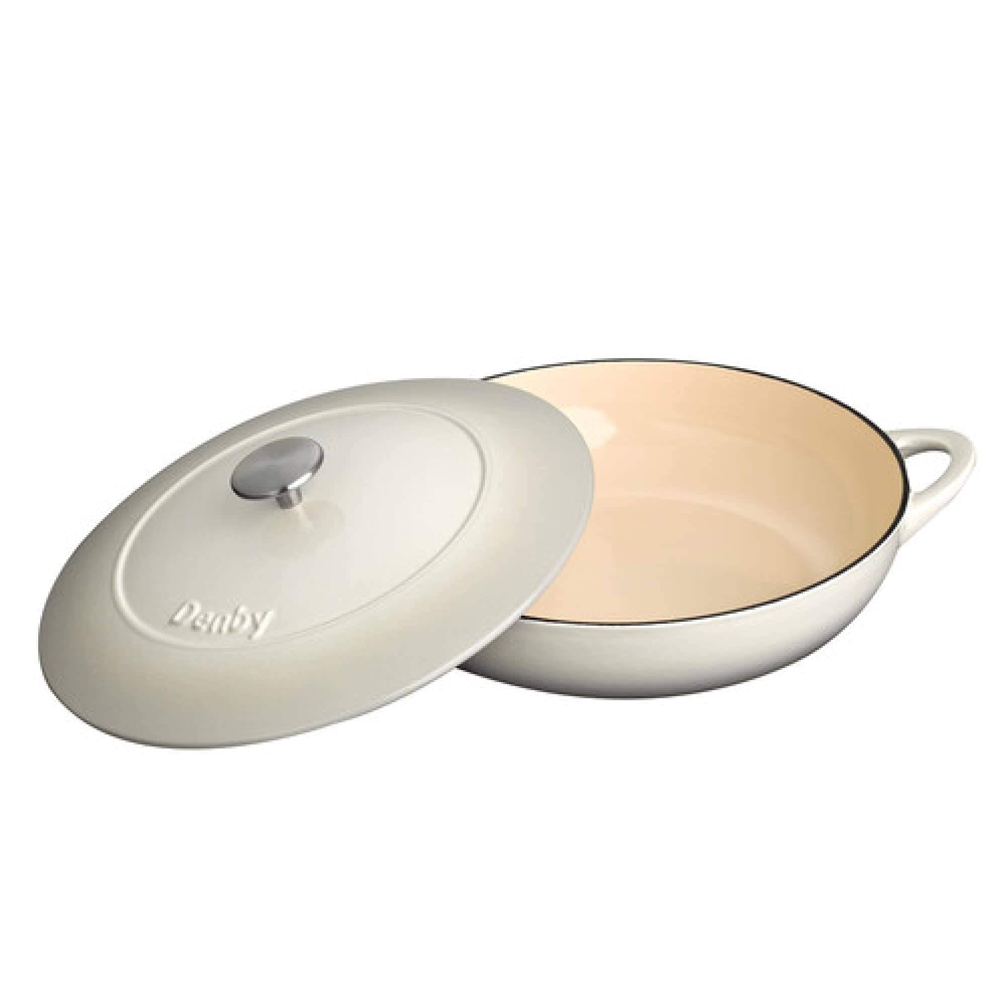 Denby - Natural Canvas White Cast Iron Casserole Dish - 3.8L Capacity Dutch Oven, Shallow Oven Safe Pot, Suitable For All Hob Types - Premium, Enamelled - Dishwasher Safe Cookware - 30cm — image 1