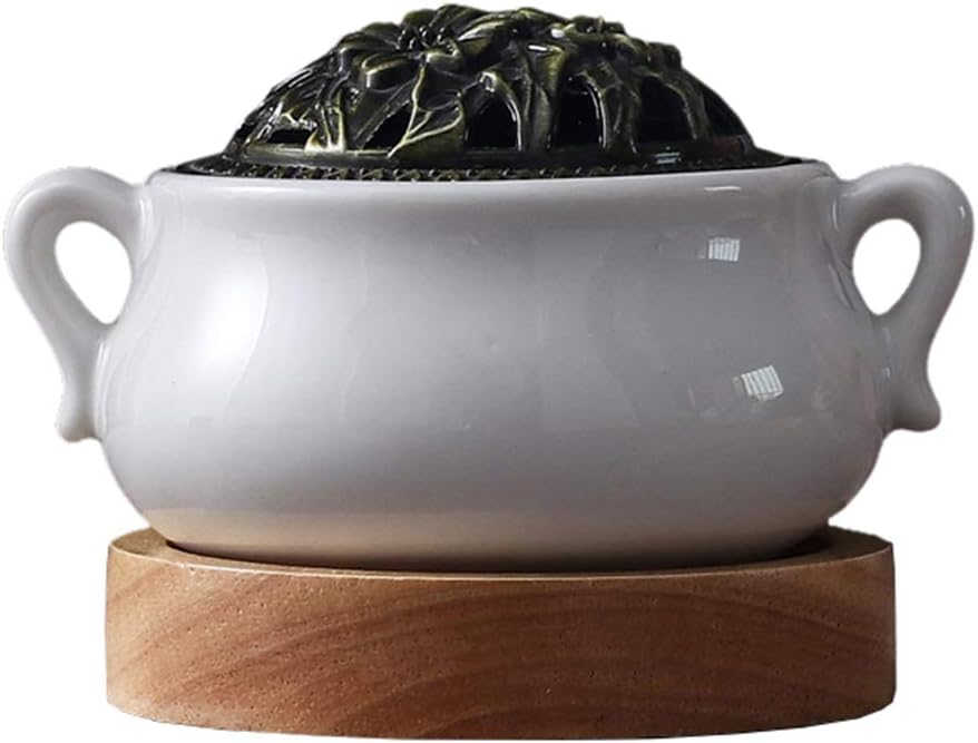 RXBFD Ceramic Electric Incense Burner,Timing Temperature Control Agarwood Aromatherapy Furnace,Essential Oil Electronic Aromatherapy Diffuser