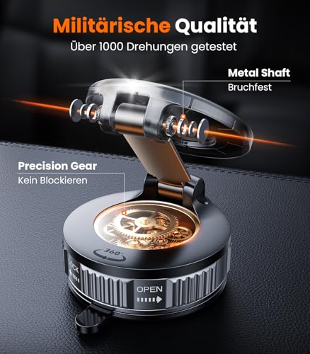 VICSEED Military Mobile Phone Holder Car Magnet for Magsafe Car Mount [36 kg Nano Vacuum Suction Cup & N58 Magnet] 360° Rotatable, Magnetic Car Mobile Phone Holder, Car Holder for All Mobile Phones