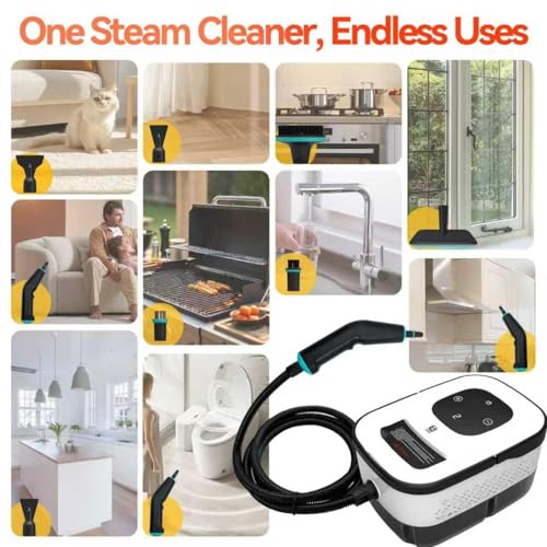 2500W Handheld Steam Cleaner, 6-Speed Portable Steamer with Large Tank & 10 Accessories, 10s Heat-Up steamer cleaning for Kitchen, Bathroom, Car Detailing, Tile & Grout Cleaning