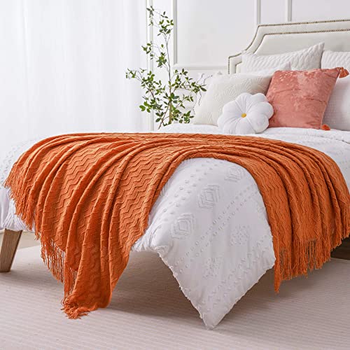 BATTILO HOME Burnt Orange Throw Blanket for Couch, Decorative Fall