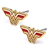 DC Comics Womens Wonder Woman Stud Earrings (Red & Gold Tone)