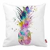 Cazzpc Cushion Cover Pop Art Watercolor Splash Pineapple Print Home Decor Super Soft Fabric No.1