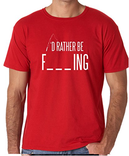 Crazy Bro’s Tees I’d Rather be Fishing – Fisherman Funny Premium Men’s T-Shirt (X-Large, Red)