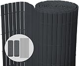 VOUNOT PVC Privacy Screening Fence 80x300 cm Grey with Reinforced Struts
