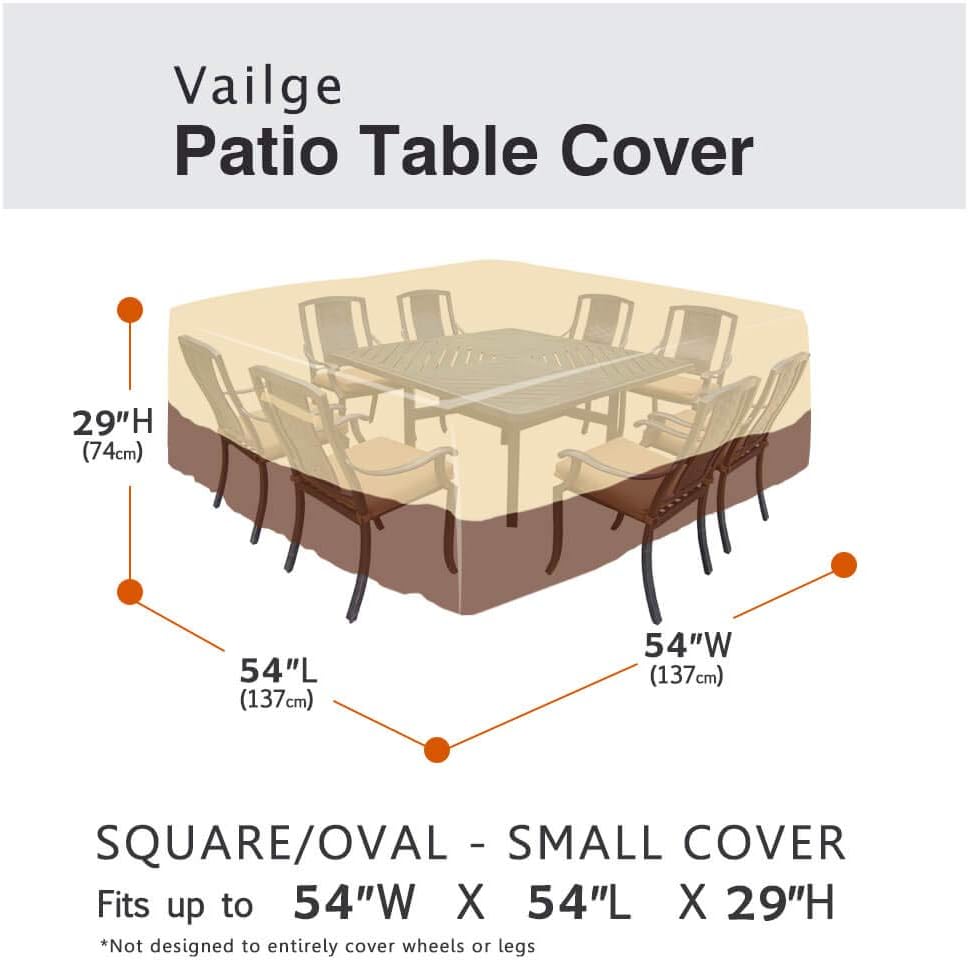 Vailge Waterproof Patio Furniture Set Cover, Lawn Patio Furniture Cover with Padded Handles, Patio/Outdoor Table Cover, Patio/Outdoor Dining Square Table Chairs Cover(Small, Beige & Brown) : Garden & Outdoor