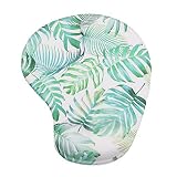 Comidox Ergonomic Mousepad with Wrist Support Silicone Gel Wrist Rest Non-Slip Rubber Base Design Protect Your Wrists and De-Clutter Your Desk(Tropical Green Leaf