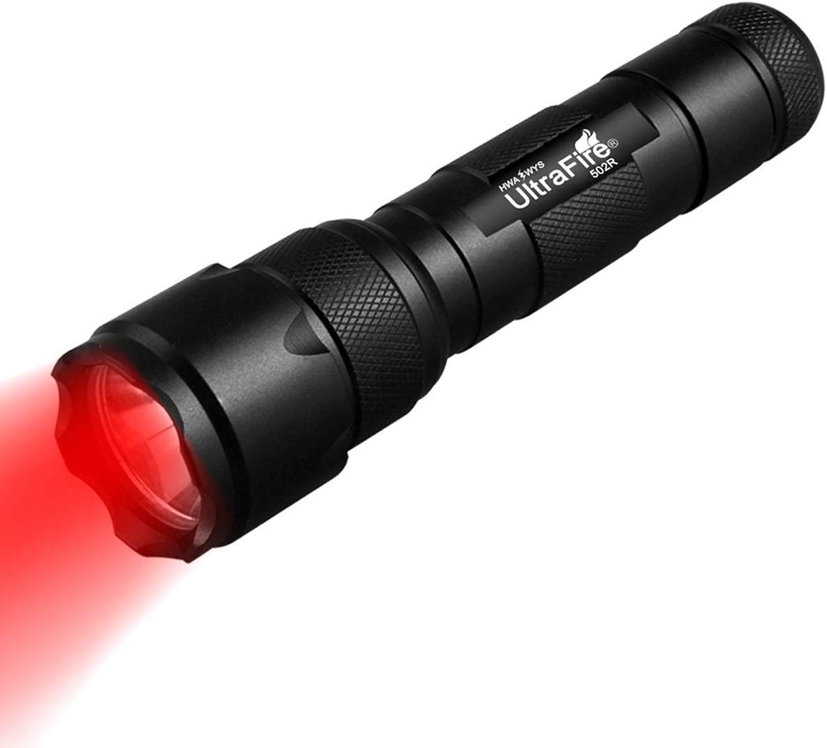 ULTRAFIRE Red Light LED Torch 620-630nm Zoomable Red Hunting Light, Single Mode Red LED Torch for Night Vision, Astrophotography, 502R