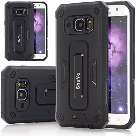 Galaxy S7 Edge Case, ShuYo [Jazz Series] Hard Plastic Shell with Soft Rubber Heavy Duty Dual Layer Hybrid Armor Defender Bumper Shockproof Cover For Samsung Galaxy S7 Edge - Black