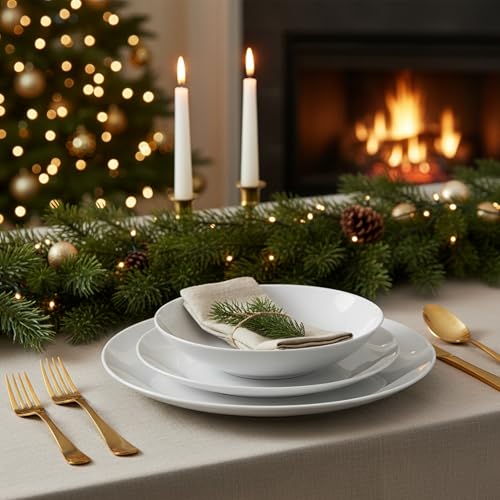 SÄNGER | Tafelservice New Port weiß, 18-teiliges Geschirrset für 6 Personen aus Porzellan, Hochzeitsteller, Speiseteller, Suppenteller | PREMIUM COLLECTION thumbnail 2