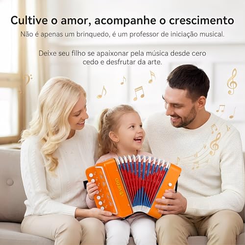 VEDO Acordeon Infantil 10 Teclas, Mini AcordeãO de Brinquedo, Adequado Para CriançAs E Iniciantes, Material de Resina ABS de Segurança, Leve E PortáTil, CriançAs com Mais de 3 Anos e Idade