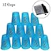 Amhii Quick Stack Cups Set of 12 with Quick Release Stem - Sports Stacking Cups Speed Training (Blue)
